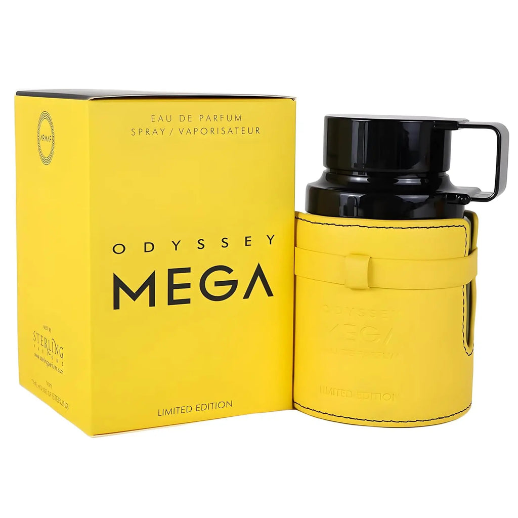 Armaf Odyssey Mega Limited Edition EDP per uomo 3,4 oz / 100 ml - Colonia legnosa ambrata audace a lunga durata, regalo per Natale 