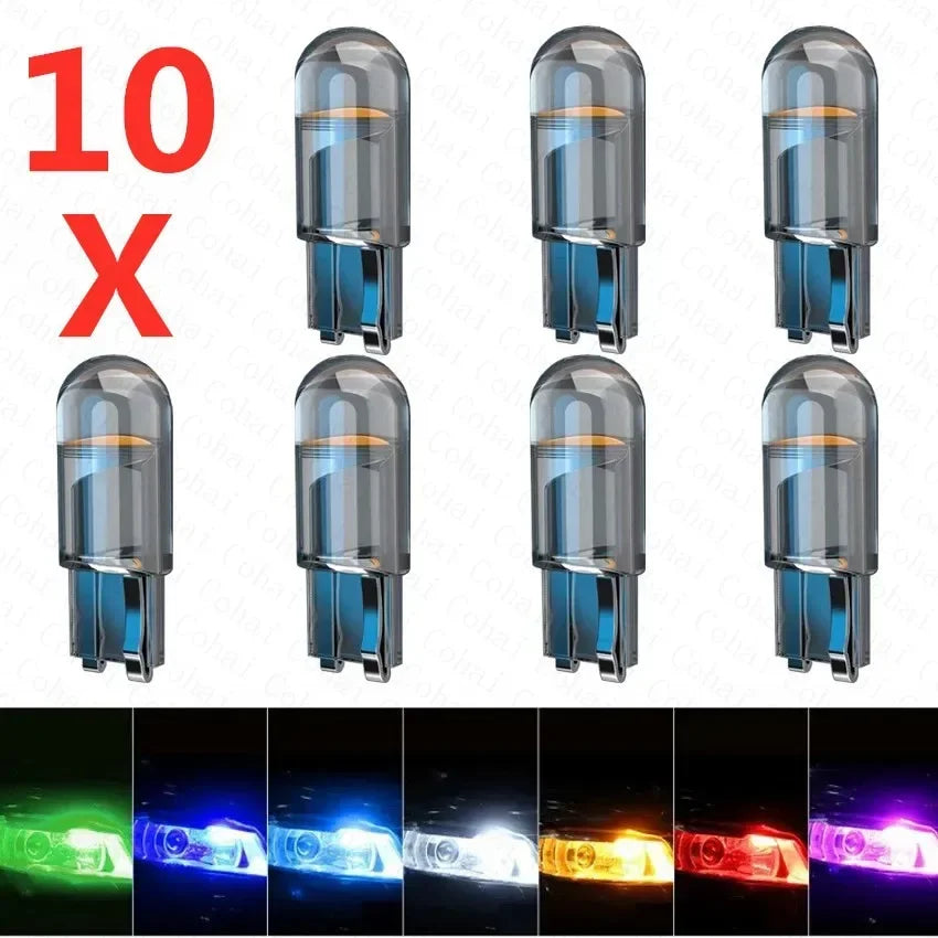 10x nuovissime lampadine a LED W5W T10 per auto COB in vetro 6000K per targa auto, luci diurne, stile lampadina 12V 
