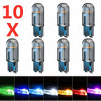 10x nuovissime lampadine a LED W5W T10 per auto COB in vetro 6000K per targa auto, luci diurne, stile lampadina 12V 