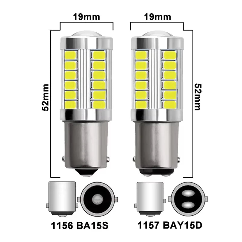 XMJS 2 pezzi Lampadina LED per auto P21W 1156 BA15S P21/5W BAY15D 1157 12V 7000K Bianco Indicatore di direzione Freno Backup Retromarcia Luci di parcheggio Lampade 