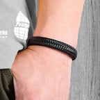 Bracciale magnetico in pelle PU nera da uomo maturo, stabile ed elegante, il miglior regalo per gli uomini 