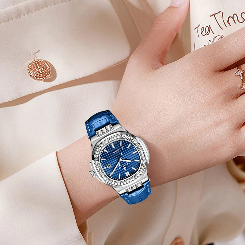 LIGE Bangwei Fashion Simple Quartz Woman Watch Diamond Watches Auto Date Waterproof Leather Casual Sport Women's Wristwatch Gift