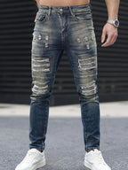 Jeans elasticizzati strappati da uomo – Blu navy High Street | Urban Cool 25 Edition