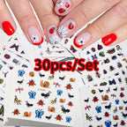 30 pezzi/set adesivi per unghie a forma di coccinella a sette stelle, 3D, farfalla creativa, coccinella, lumaca, ape, serie di insetti, decalcomanie per unghie, decorazioni per manicure 
