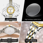 OLEVS Orologi da donna di lusso, impermeabili, semplici ed eleganti, al quarzo, orologio da polso originale con quadrante quadrato in acciaio inossidabile