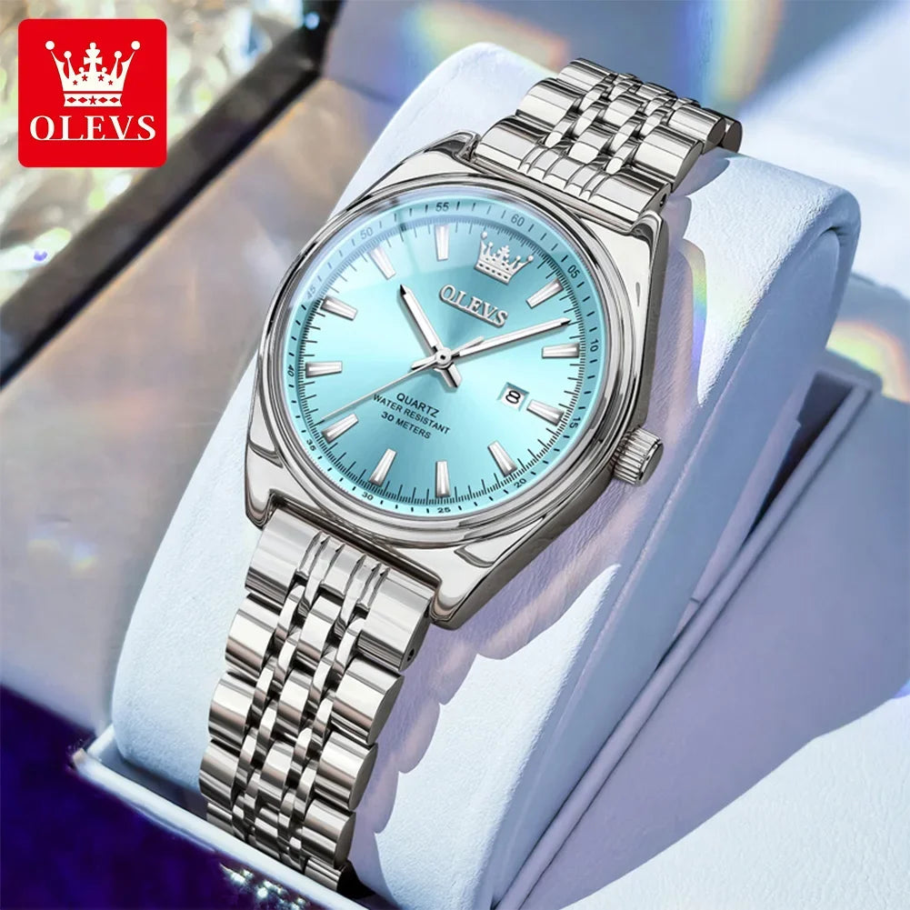 OLEVS Nuovo 3703 Orologi Donna Elegante Orologio al Quarzo Impermeabile Luminoso Acciaio Inossidabile Data Orologi Donna Braccialetto Confezione Regalo 