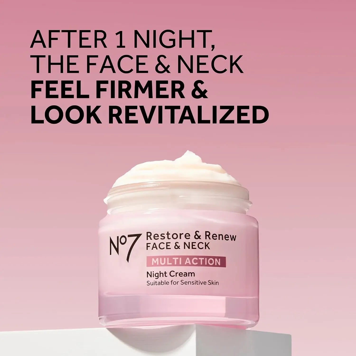 No7 Restore & Renew Multi Action Night Cream for Face & Neck - Nighttime Face Moisturizer with Collagen Peptides - Anti Aging Sk