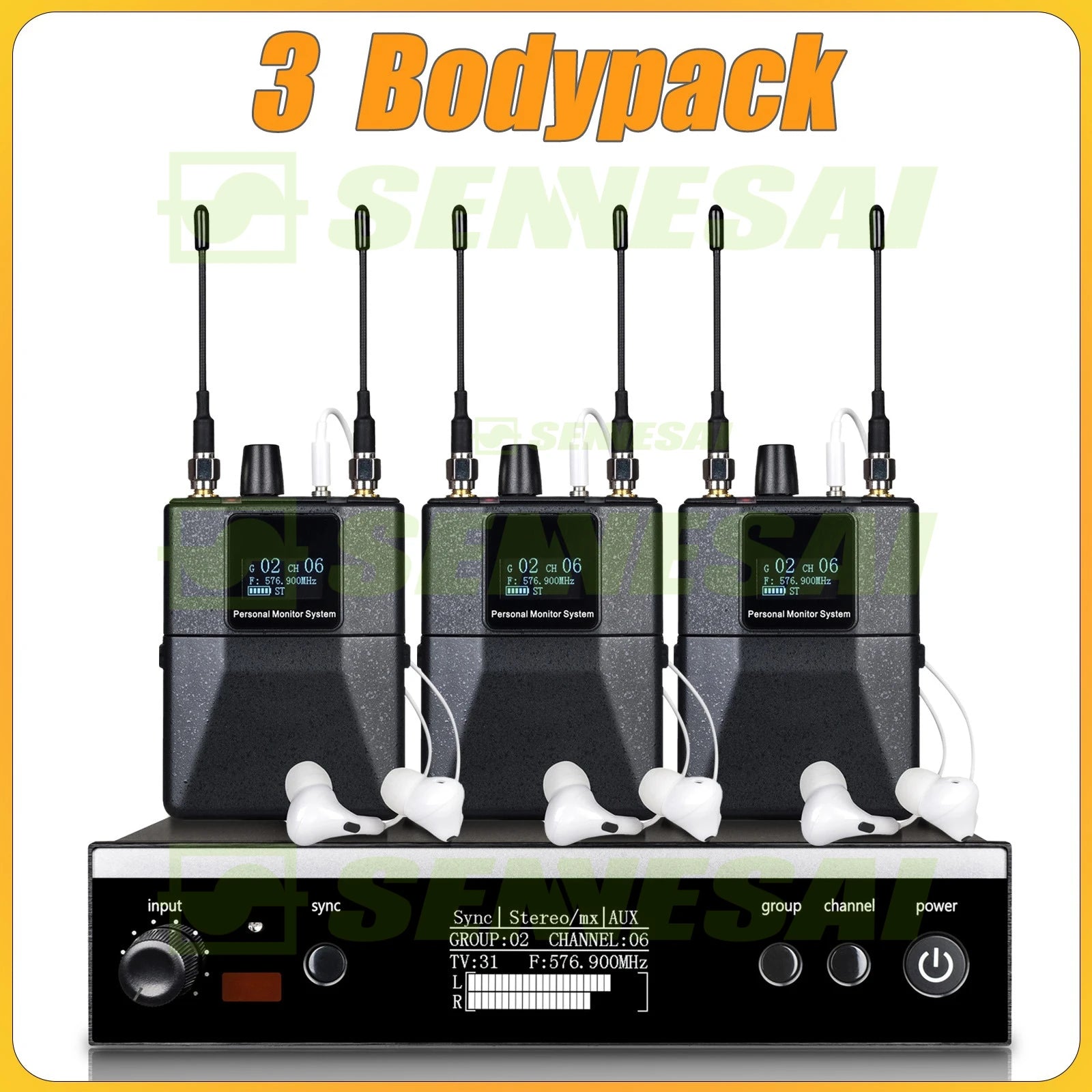 Sistema di monitoraggio professionale SENNESAI PSM300 Stage Return Stereo Personal In Ear Monitor Apparecchiatura audio professionale wireless, 500 MHz 