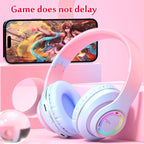 Cuffie Bluetooth wireless Cuffie con luce multicolore con microfono, possibilità di inserire una scheda SD Auricolari stereo HiFi 