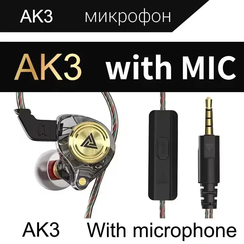 Nuovi auricolari QKZ 15D Dynamic Surround Sound Bass, auricolari con microfono, ingresso AUX da 3,5 mm, auricolari sportivi HIFI con cancellazione del rumore 