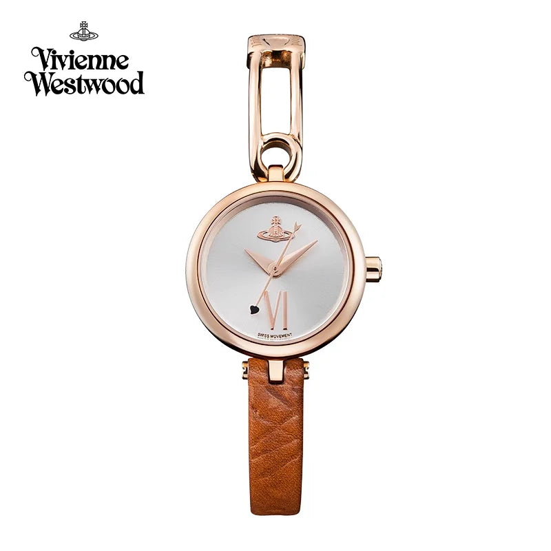 Vivienne Westwood Orologio da donna elegante e raffinato con cinturino in pelle marrone 