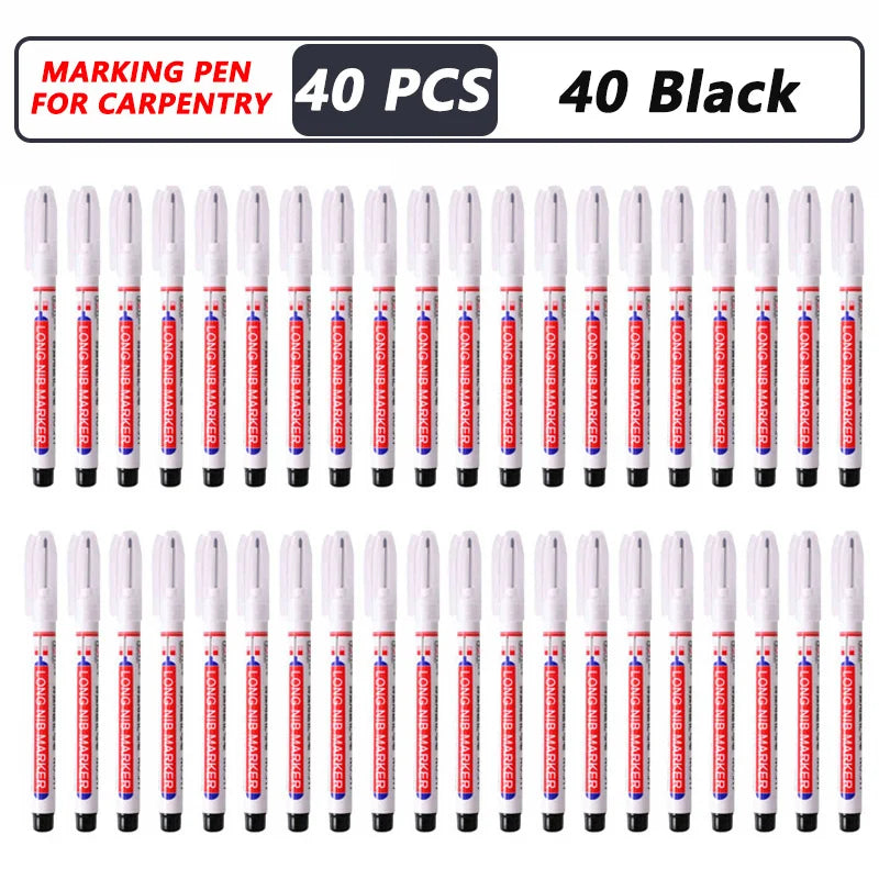 1-40 pezzi 20 mm foro profondo pennarello a punta lunga per penna perforatrice per metallo impermeabile bagno lavorazione del legno decorazione multiuso 