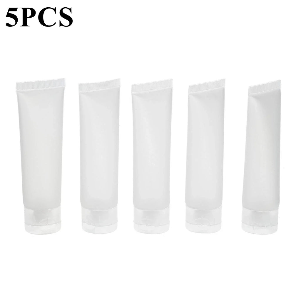 5 pezzi da 30 ml di profumo da donna, tubo morbido trasparente, contenitori vuoti per cosmetici, crema, lozione, shampoo, detergente per il viso 