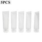 5 pezzi da 30 ml di profumo da donna, tubo morbido trasparente, contenitori vuoti per cosmetici, crema, lozione, shampoo, detergente per il viso 