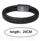 Bracciale magnetico in pelle PU nera da uomo maturo, stabile ed elegante, il miglior regalo per gli uomini 