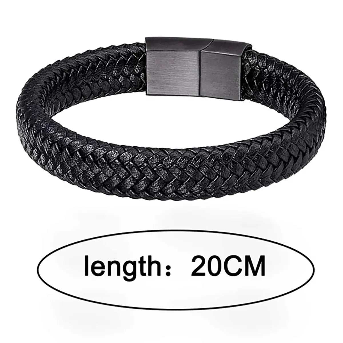 Bracciale magnetico in pelle PU nera da uomo maturo, stabile ed elegante, il miglior regalo per gli uomini 