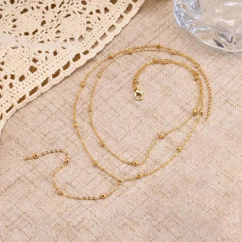 Collana con laccio placcata in oro per donna, collana girocollo con pendente a goccia a catena lunga con doppio laccio, regali di moda 