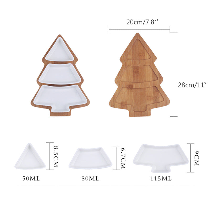 4 piatti in ceramica a forma di albero di Natale 