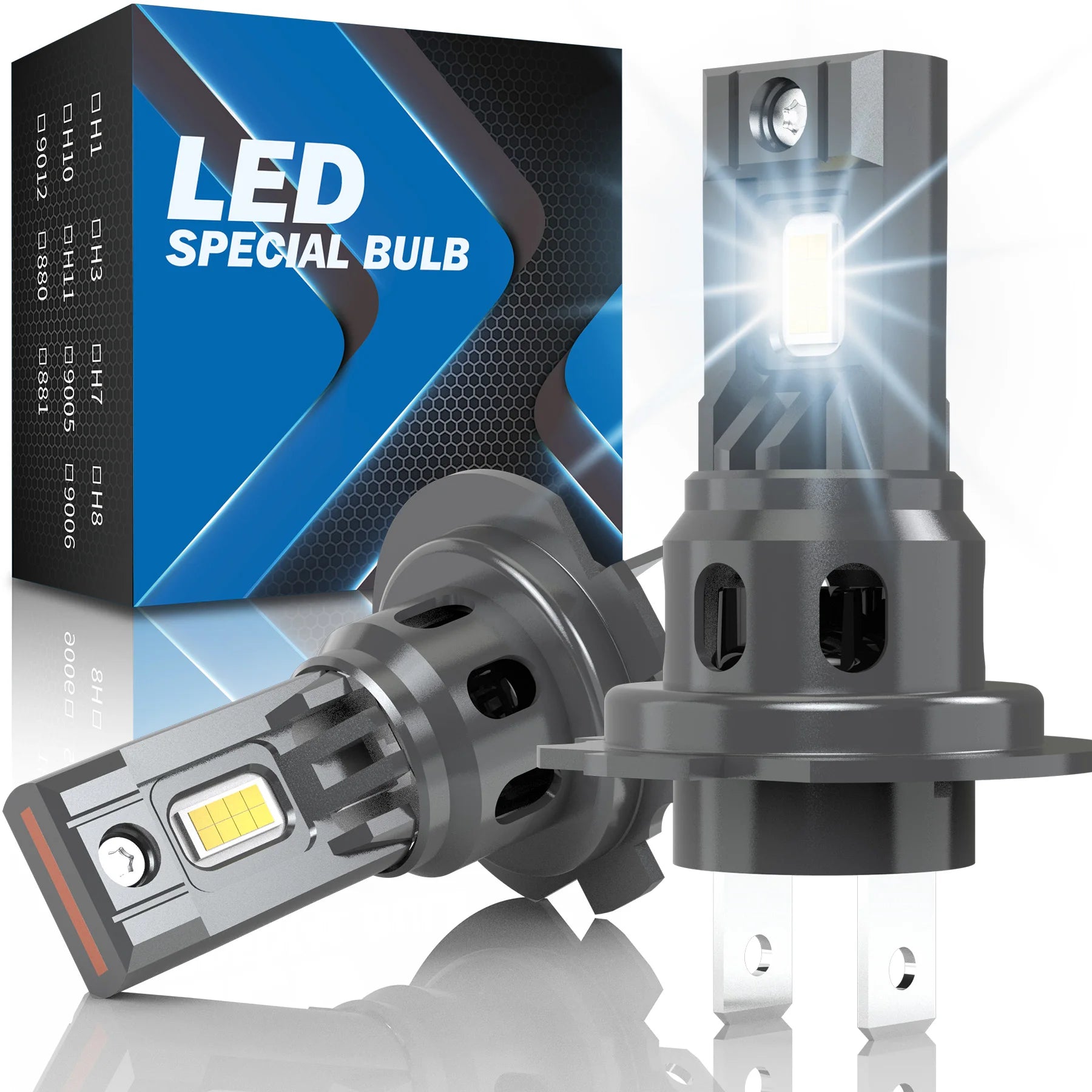 2 lampadine per fari a LED per auto tipo H7, luce bianca solare da 6000K, controllo digitale, uscita da 100 W, per Chrysler 300 Pacifica 200 