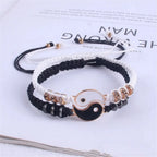 Set di 2 gioielli per coppia, bracciale Tai Chi bianco e nero, corda regolabile, set di gioielli da indossare tutti i giorni, stile semplice 