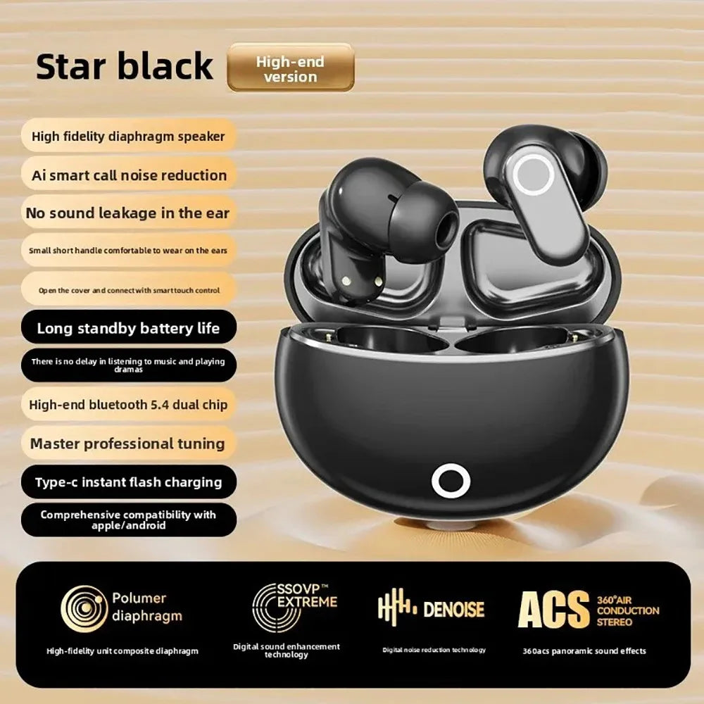 Nuove cuffie auricolari wireless in-ear Bluetooth 5.4, suono stereo HiFi, microfono integrato, cuffie con riduzione del rumore ENC per iPhone 