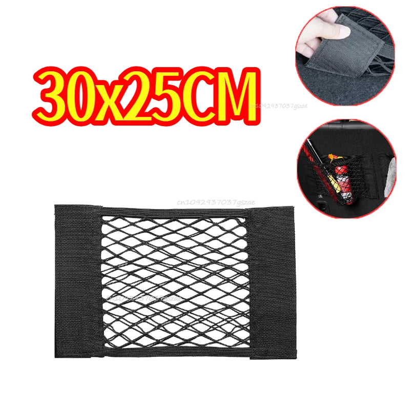Rete portaoggetti per auto, rete elastica, tascabile, adesivo magico elastico, universale, rete posteriore per bagagliaio, tasca per sedile, organizer per auto 