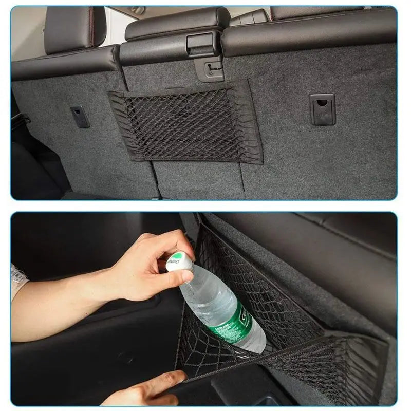 Organizer universale in rete per bagagliaio auto, tasca portaoggetti in velcro, borsa portaoggetti elastica per veicoli, accessori interni in rete per auto