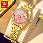 OLEVS Nuovo 3703 Orologi Donna Elegante Orologio al Quarzo Impermeabile Luminoso Acciaio Inossidabile Data Orologi Donna Braccialetto Confezione Regalo 