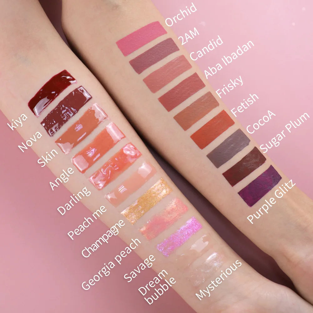 Lip Gloss Lip Glaze Trasparente in Vetro, Rossetto Liquido Impermeabile e Duraturo 