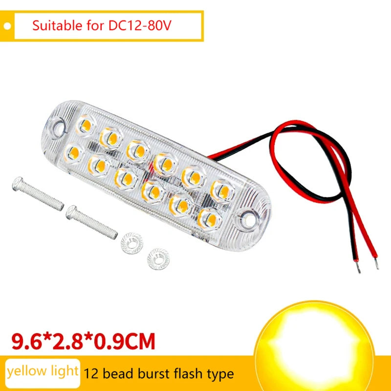 Luci di segnalazione laterali stroboscopiche a 12 LED, barra luminosa lampeggiante per auto, camion, luci di segnalazione, luci di segnalazione per griglia da 12 V a 80 V 