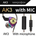 Nuovi auricolari QKZ 15D Dynamic Surround Sound Bass, auricolari con microfono, ingresso AUX da 3,5 mm, auricolari sportivi HIFI con cancellazione del rumore 