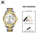 OLEVS 3623 Orologio da uomo al quarzo di alta qualità, in acciaio inossidabile, impermeabile, luminoso, calendario originale, scala di diamanti, orologio alla moda per uomo 