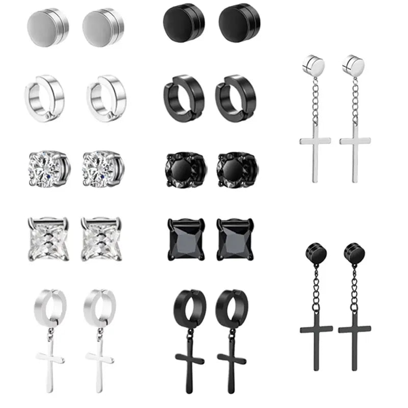 1-12 paia di orecchini a bottone magnetici alla moda, orecchini finti non piercing, regalo per uomo e donna. 