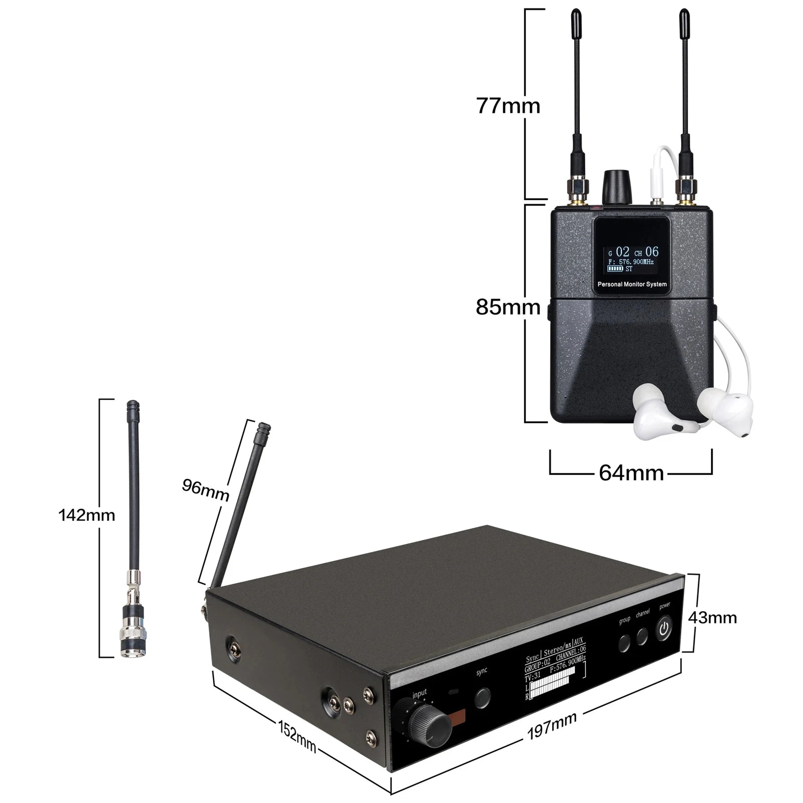 Sistema di monitoraggio professionale SENNESAI PSM300 Stage Return Stereo Personal In Ear Monitor Apparecchiatura audio professionale wireless, 500 MHz 