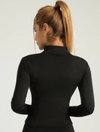 Tuta da yoga aderente a maniche lunghe con protezione solare, elegante giacca sportiva da yoga e fitness da donna 