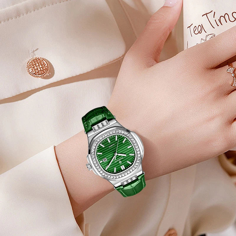 LIGE Bangwei Fashion Simple Quartz Woman Watch Diamond Watches Auto Date Waterproof Leather Casual Sport Women's Wristwatch Gift