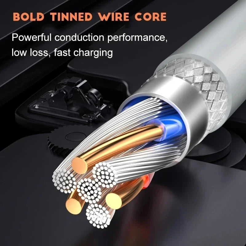 Cavo di ricarica super veloce tipo C da 3 pezzi 6A 100W per Huawei, OPPO, vivo, iQoo, cavi USB C a ricarica rapida 