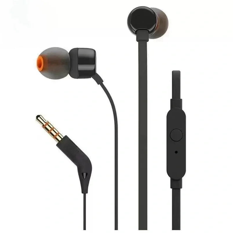 JBL TUNE 110 Cuffie auricolari cablate ufficialmente autorizzate Microfono integrato Interfaccia da 3,5 mm Cuffia auricolare in silicone per chiamate sportive