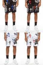 Pantaloncini con teschio cromato e gioiello EMS4107