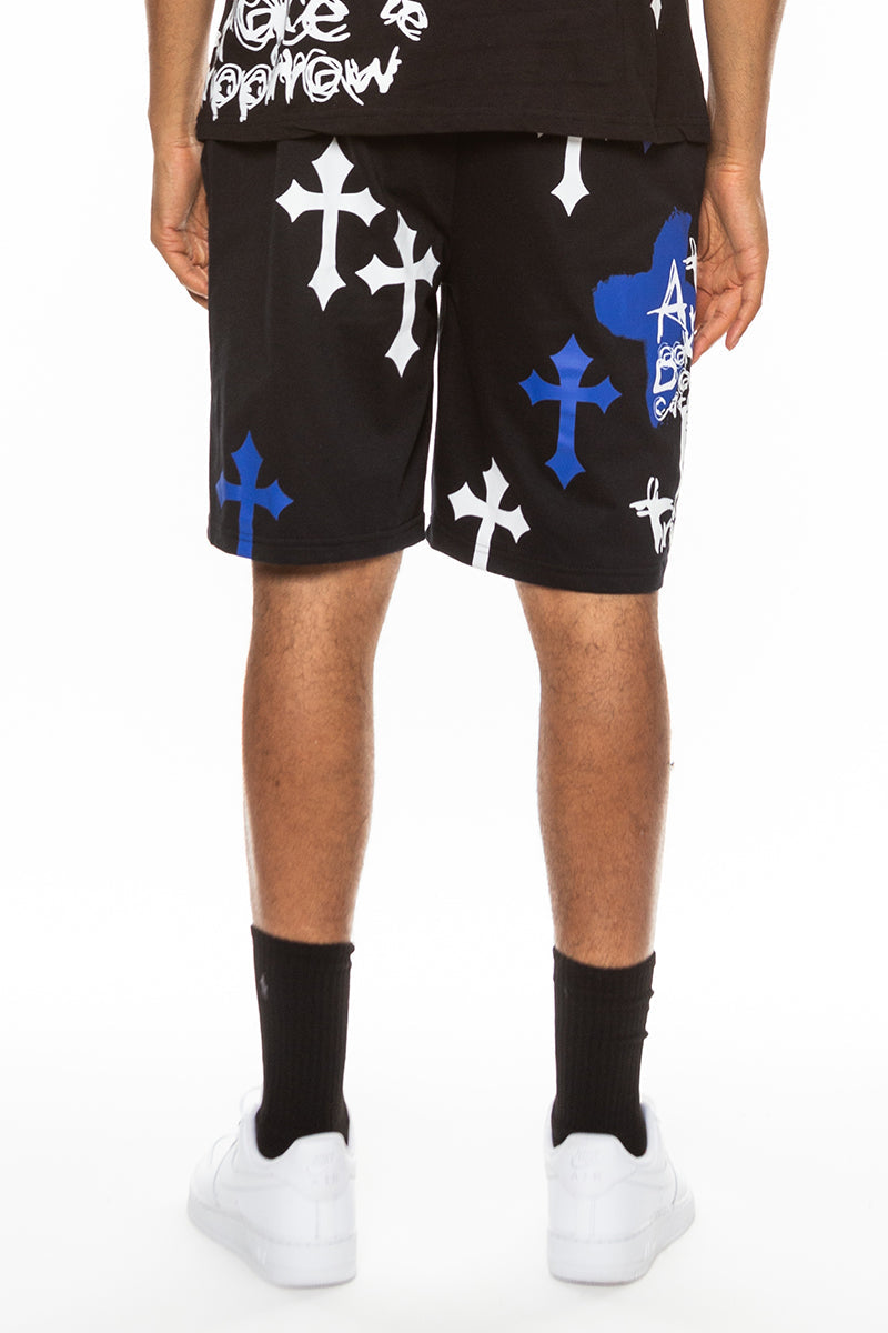 Pantaloncini con teschio cromato e gioiello EMS4107
