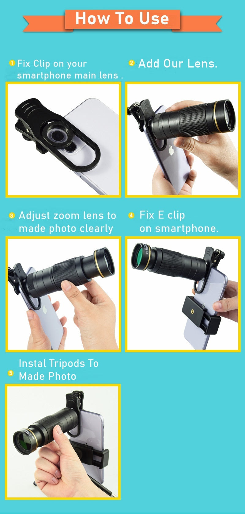 Kit obiettivo per cellulare Dragon 36X con treppiede