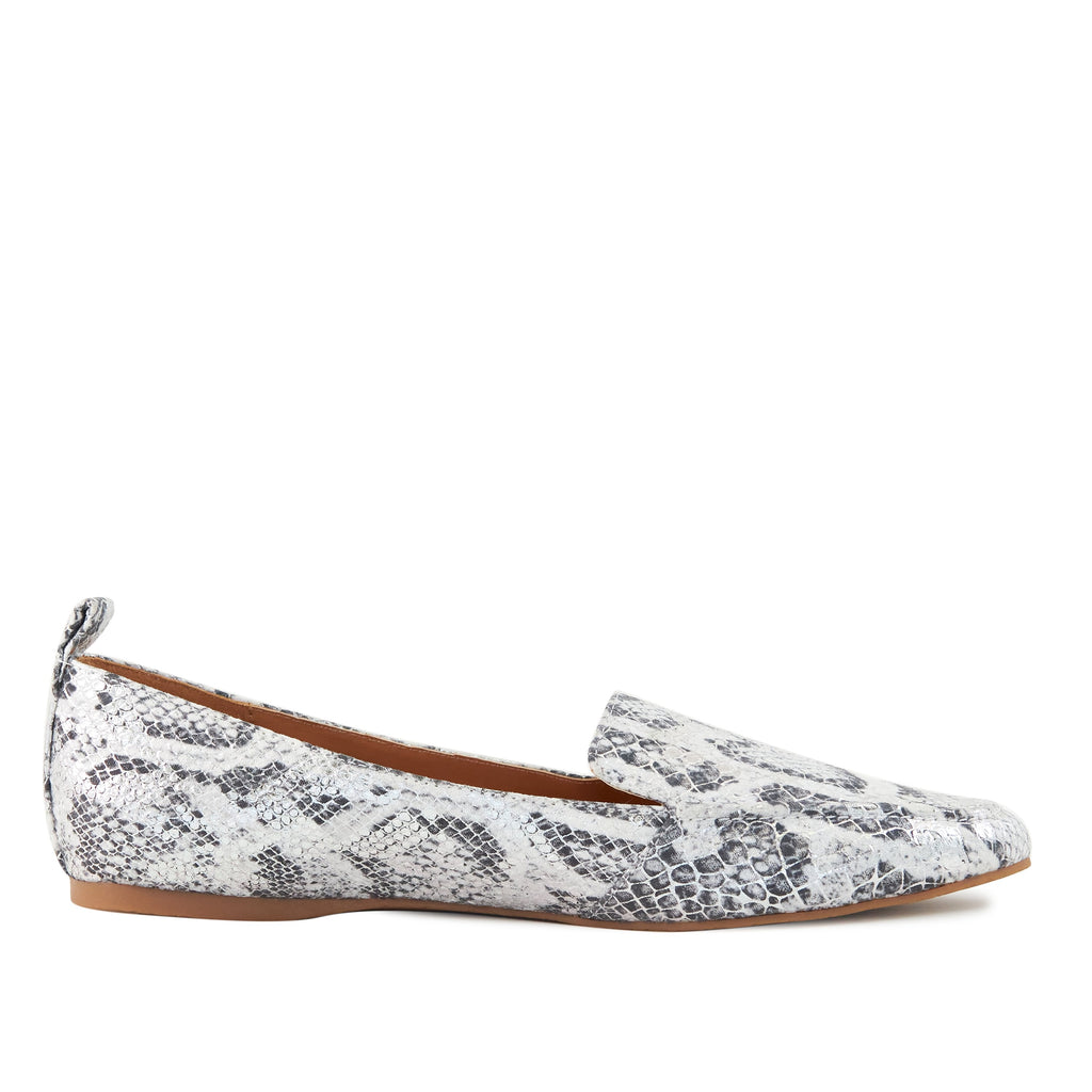 Ballerine da donna in pelle di serpente color argento Socialite