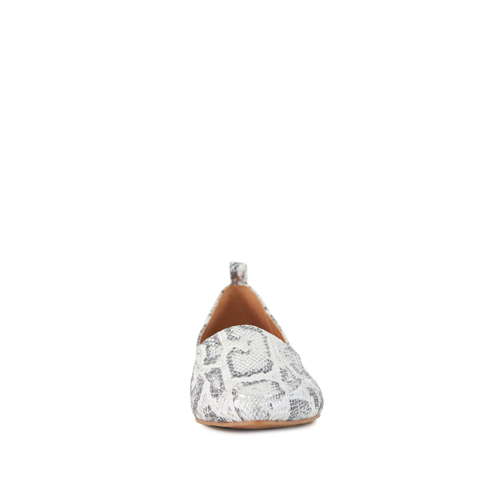 Ballerine da donna in pelle di serpente color argento Socialite