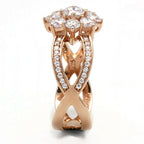 TS586 - Anello in argento sterling 925 color oro rosa con zirconi cubici trasparenti di grado AAA