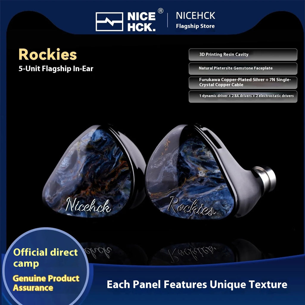 Cuffie elettrostatiche NICEHCK Rockies - Monodirezionali, due driver, due elettrostatiche, qualità del suono HiFi, riduzione del rumore 