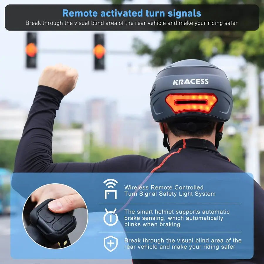 Caschi da bici per uomo, caschi intelligenti per adulti con telecamera sportiva 1080P 60 fps, doppia antenna, casco da bici da donna Bluetooth 