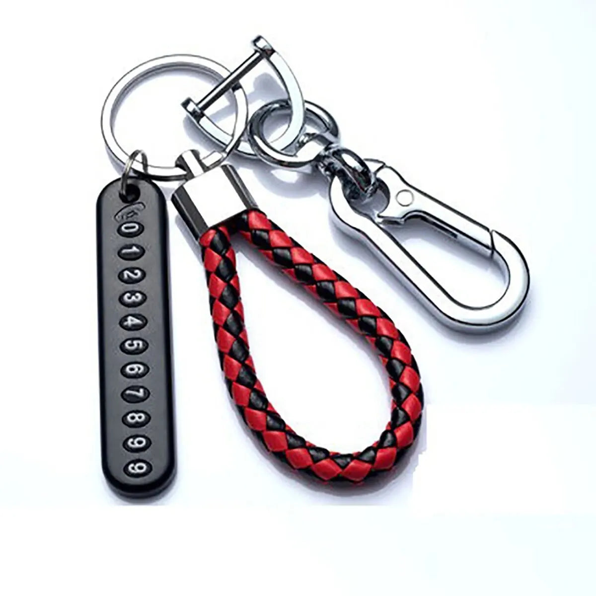 Portachiavi con ciondolo per targa del numero di cellulare fai da te Ingemark Trendy, da uomo, in corda di pelle intrecciata, anti-smarrimento, accessori per portachiavi per auto 