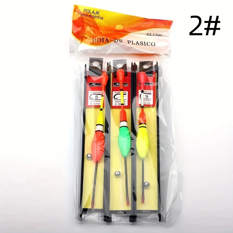 Set di 3 galleggianti da pesca per principianti - Attrezzatura galleggiante per acque basse con galleggianti verticali