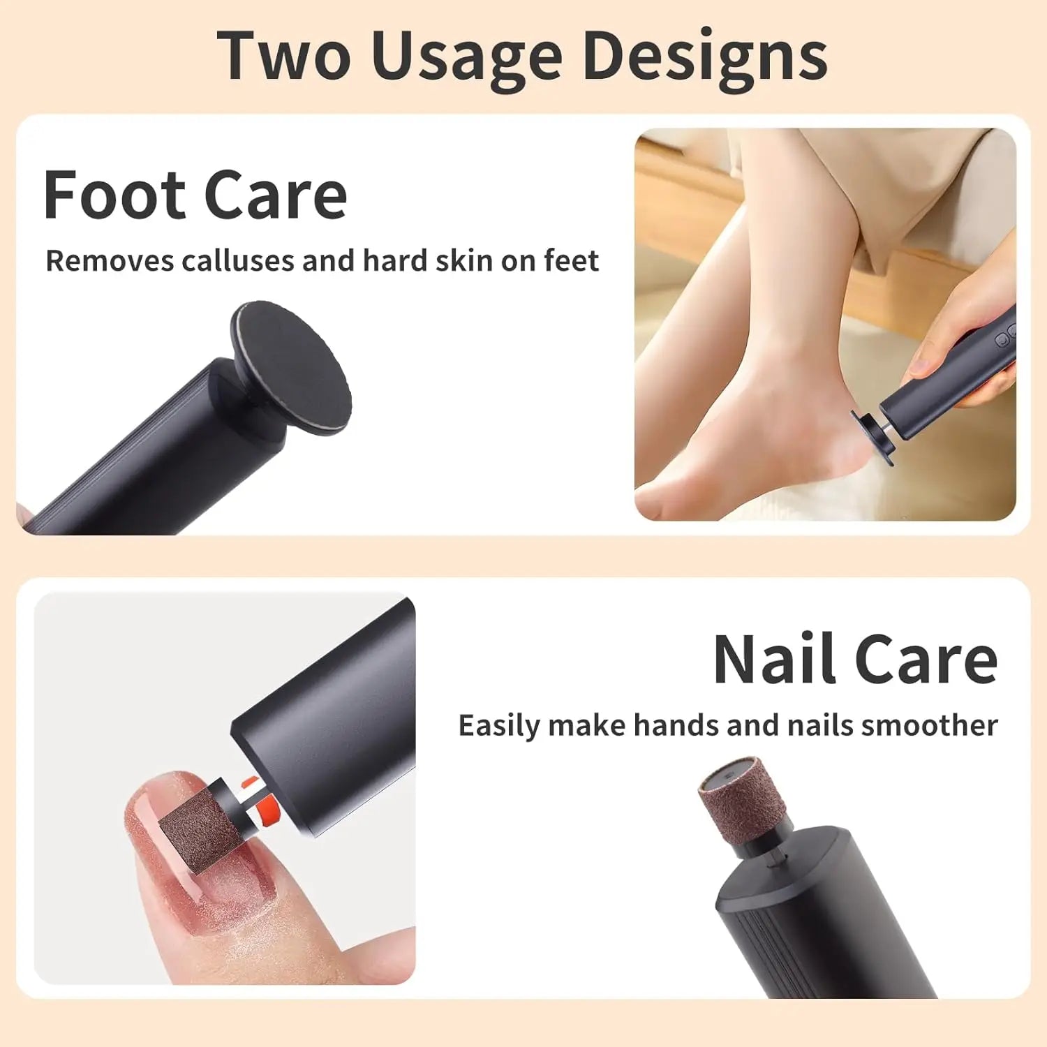 2 in 1 elettrico per la rimozione dei calli dei piedi, macchina per la lima dei piedi senza fili, strumento professionale per manicure e pedicure, kit per la cura dei piedi per la pelle morta