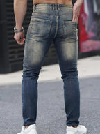 Jeans elasticizzati strappati da uomo – Blu navy High Street | Urban Cool 25 Edition
